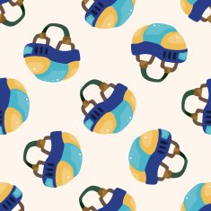 hockey equipment cartoon seamless pattern background N3