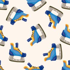 hockey equipment cartoon seamless pattern background N6