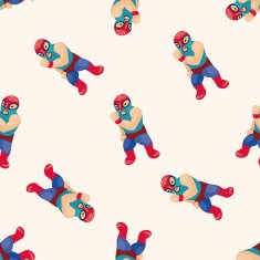 Wrestler cartoon seamless pattern background N3