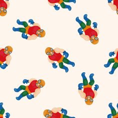 Wrestler cartoon seamless pattern background N5