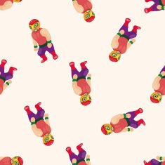 Wrestler cartoon seamless pattern background N6