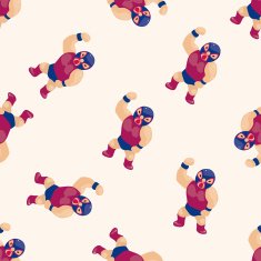 Wrestler cartoon seamless pattern background N7