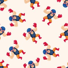 Wrestler cartoon seamless pattern background N9