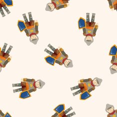 knight cartoon seamless pattern background N15
