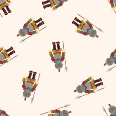 knight cartoon seamless pattern background N16