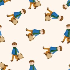 travelling person cartoon seamless pattern background N2