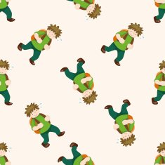travelling person cartoon seamless pattern background N8