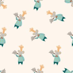 animal mouse chef cartoon seamless pattern background N2