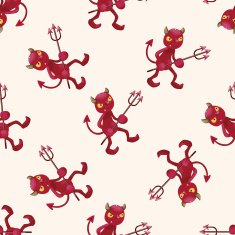 devil cartoon seamless pattern background N13