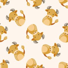 Chinese Zodiac ox cartoon seamless pattern background N2
