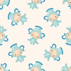 Constellation Aquarius cartoon seamless pattern background N2