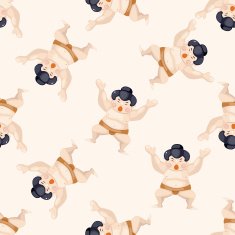 Sumo cartoon seamless pattern background N6