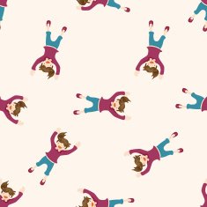 jumping person cartoon seamless pattern background N3