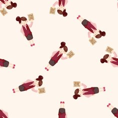 Office worker cartoon seamless pattern background N2