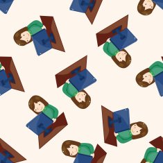 Office worker cartoon seamless pattern background N5