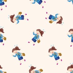 Office worker cartoon seamless pattern background N9