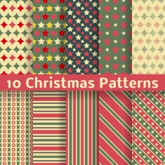 Christmas different vector seamless patterns (tiling) N2