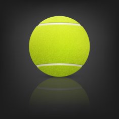 Vector tennis ball on a reflective surface in the darkness