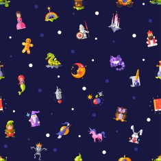 Pattern of modern flat design fairy tales magic icons and
