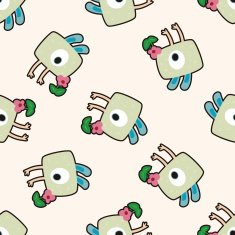 monster cartoon seamless pattern background N9