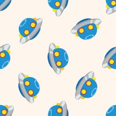 Space ufo cartoon seamless pattern background N6