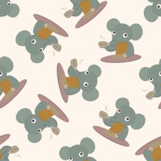 animal ephant having afternoon tea cartoon seamless pattern background N2