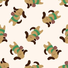 animal dog having afternoon tea cartoon seamless pattern background N2