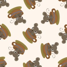 animal mouse having afternoon tea cartoon seamless pattern background N2