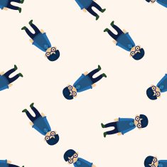people character cartoon seamless pattern background N15