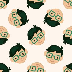 people character cartoon seamless pattern background N23