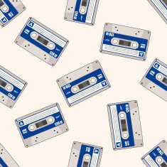 Audiotape cartoon seamless pattern background N13