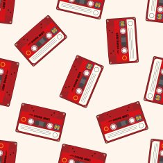 Audiotape cartoon seamless pattern background N15