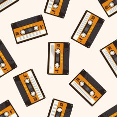 Audiotape cartoon seamless pattern background N16