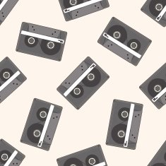Audiotape cartoon seamless pattern background N17