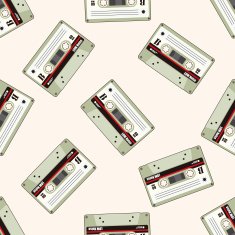 Audiotape cartoon seamless pattern background N19