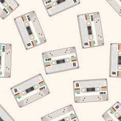 Audiotape cartoon seamless pattern background N22