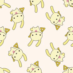 animal rabbit playing instrument cartoon seamless pattern background N4