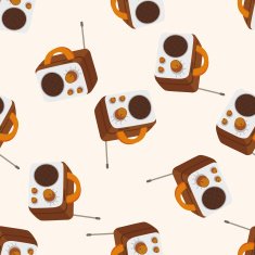 radio cartoon seamless pattern background N15