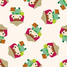 people theme farmer cartoon seamless pattern background N3