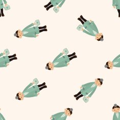 people theme doctor cartoon seamless pattern background N10