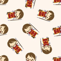 Medieval character cartoon seamless pattern background N6