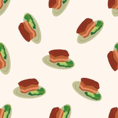 chinese food cartoon seamless pattern background N7