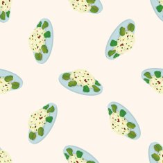 chinese food cartoon seamless pattern background N10