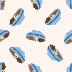 chinese food cartoon seamless pattern background N11