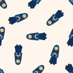 pastor and nun cartoon seamless pattern background N19