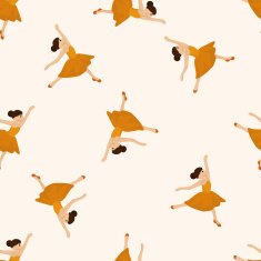 dancer cartoon seamless pattern background N12