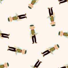 waiter cartoon seamless pattern background N13