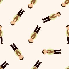waiter cartoon seamless pattern background N17