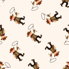 cowboy cartoon seamless pattern background N14