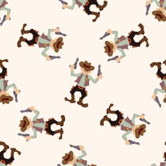 cowboy cartoon seamless pattern background N15